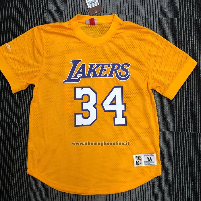 Maglia Manica Corta Los Angeles Lakers Shaquille O'neal #34 Giallo
